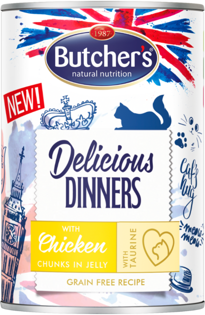 400g Butcher's Delicious Dinners Cat with Chicken Chunks in Jelly